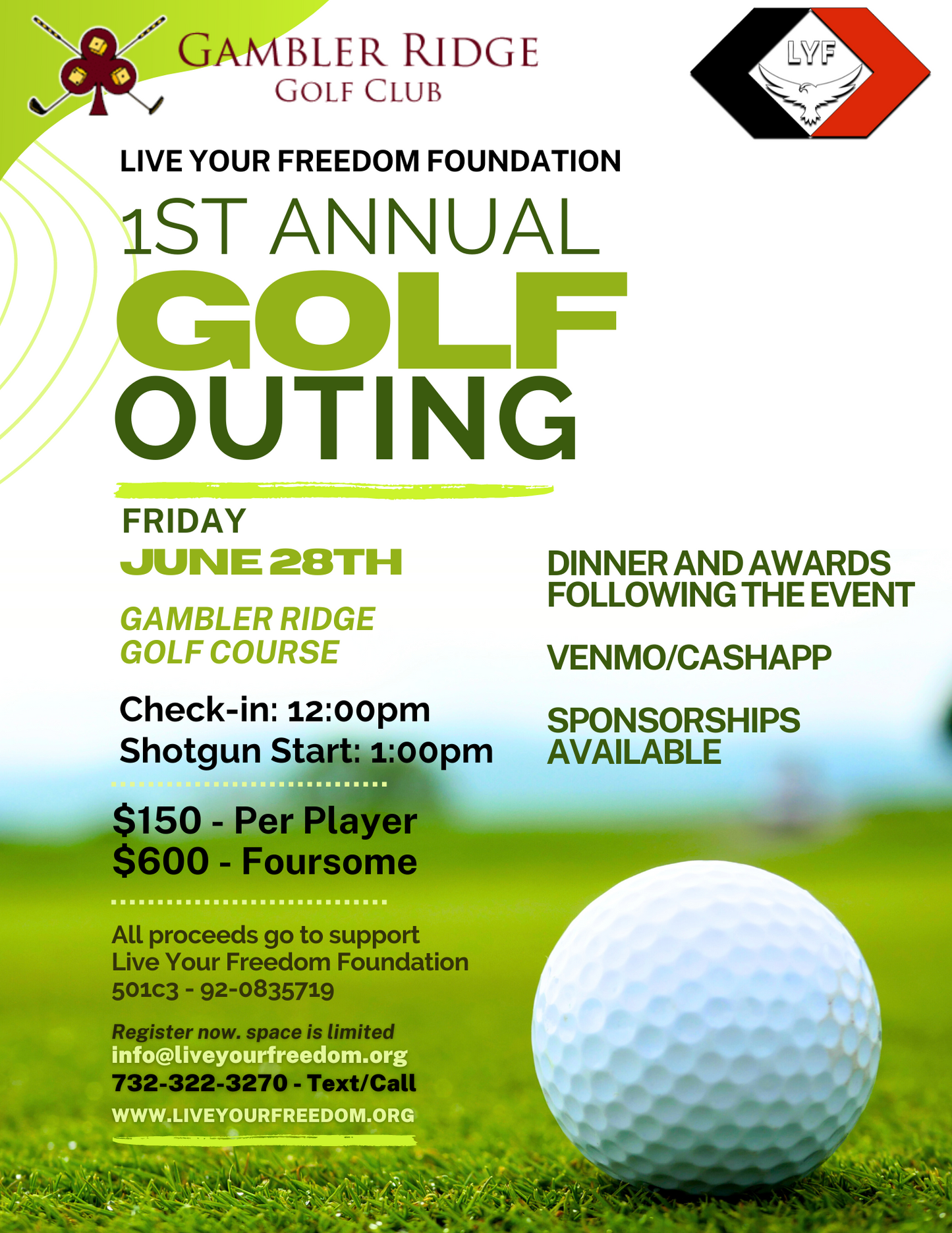 1st Annual Live Your Freedom Golf Outing